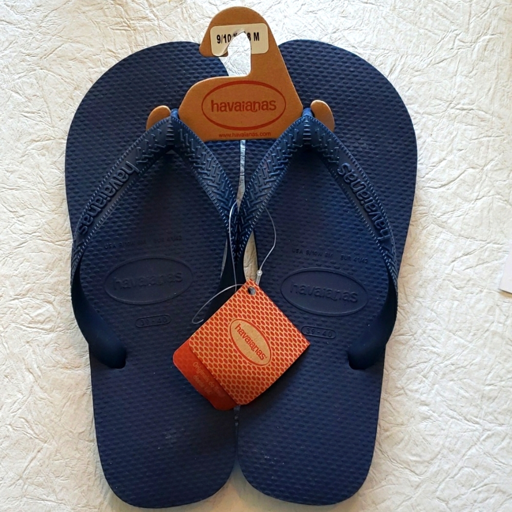 Navy blue flip flops